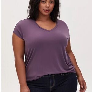 Torrid Violet Short Dolman Sleeve Studio Knit V-Neck Purple Top NWT sz 1X